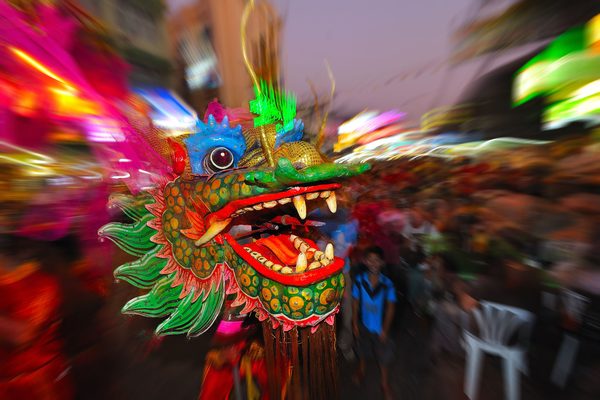 Un drago cinese alle celebrazioni del capodanno a Bangkok