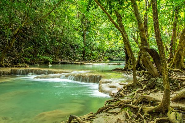 Una cascata nella foresta pluviale thailandese