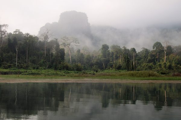 Le torri calcaree e le case galleggianti del lago Cheow Lan
